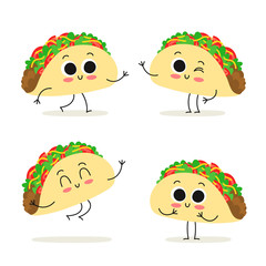 Taco. Fast food character set isolated on white