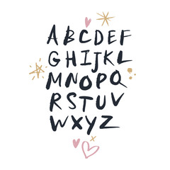 Vector funny cartoon alphabet. Letters and symbols set