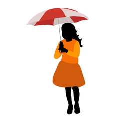 multi-colored silhouette of a child girl with an umbrella
