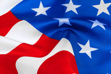 Close-up of waving American flag