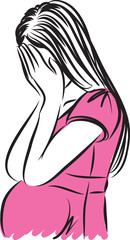 Obraz na płótnie Canvas PREGNANT woman crying vector illustration