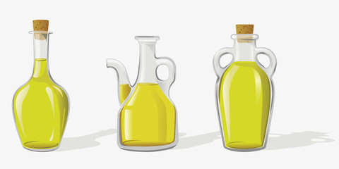vector illustration of a set of olive oil bottles