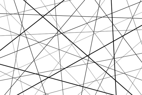 Random chaotic lines abstract geometric pattern, Black and white geometric pattern