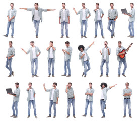 Obraz premium collage of portraits of modern cheerful guy