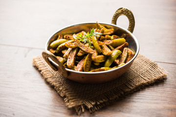 Tindora Sabzi / Tendli / tondli Fry also known as Ivy Gourd fry recipe. selective focus