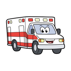 Cute smiling ambulance car © denis0909