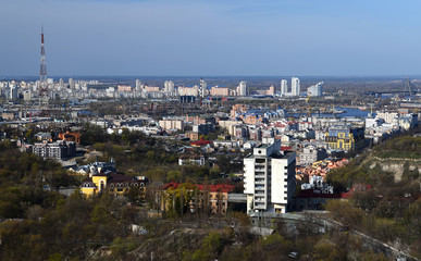 Spring panorama of Kiev skyline from a bird's-eye view