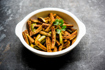 Tindora Sabzi / Tendli / tondli Fry also known as Ivy Gourd fry recipe. selective focus