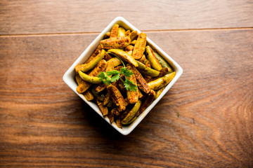 Tindora Sabzi / Tendli / tondli Fry also known as Ivy Gourd fry recipe. selective focus