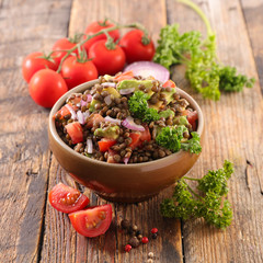 lentil salad and herbs