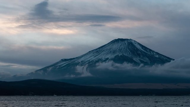 M.t Fuji over Lake Yamanaka at Sunset (time lapse/panning)