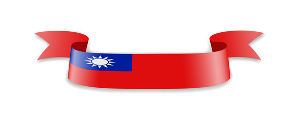 Taiwan flag in the form of wave ribbon.