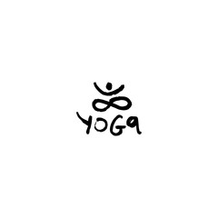 Vector hand lettering sketchy yoga logo, lifestyle and fitness concept, illustration for motivation posters.