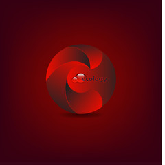 Ecology. Round emblem, painted badge for packaging of natural products, clothing and food. Pattern with water drops. Corporate logo design for a business company. Vector illustration