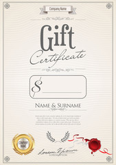 Gift Certificate with golden seal and design border 