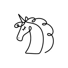 Cute vector illustration of minimalistic unicorn head. © Knstart Studio