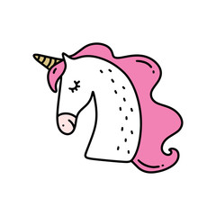 Cute vector illustration of little unicorn. Isolated on white background.