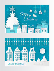 Merry Christmas Greeting Card Made of Paper Cut