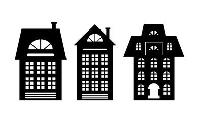 Houses Monochrome Silhouette Multi Storey Building