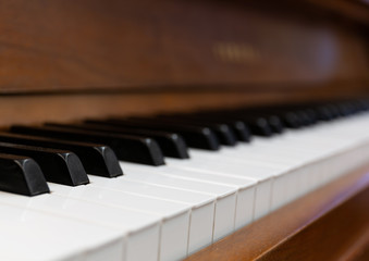 Close view of a piano keyboard