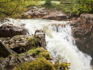 Lower falls in the valley of Glen Nevis, Scotland