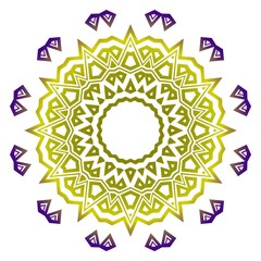 Modern Decorative floral mandala. Purple, orange color. Vector illustration.
