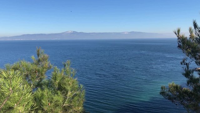 Beautiful nature landscape from the hillside. Stabil look with 4K. Turkey/Bursa/Tirilye 2019.