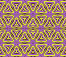 Seamless Pattern With Geometric Ornament. Vector Illustration. For Fabric, Textile, Print. Purple, yellow color