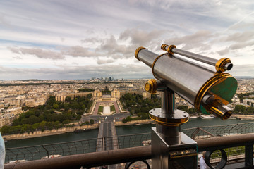 View across Paris with Telescope in foreground 