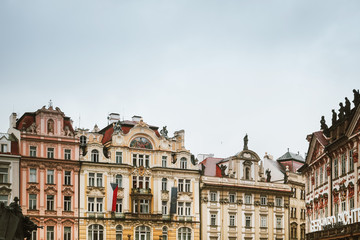 Fototapeta na wymiar PRAGUE, CZECH REPUBLIC - July 25, 2017 : Antique building view in Prague, Czech Republic