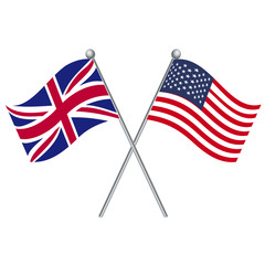 Uk and USA flags crossed