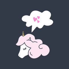 Vector and jpg image, clipart, editable isolated details. Unicorn head funny art.