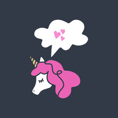 Vector and jpg image, clipart, editable isolated details. Unicorn head funny art.