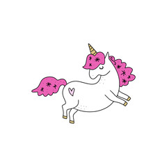 Vector and jpg image, clipart, editable isolated details. Cute unicorn art.