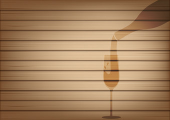 Mock up Realistic Wood and Wine Bottle Glass Shadow Abstract Background Illustration Vector