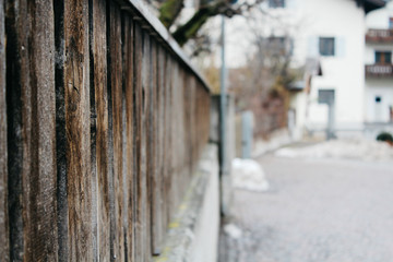 Prato allo Stelvio, Italy - 03 24 2013: View of the streets of Italian Prato allo Stelvio in winter.