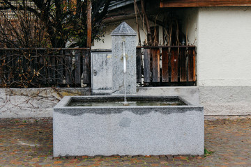 Prato allo Stelvio, Italy - 03 24 2013: View of the streets of Italian Prato allo Stelvio in winter.