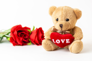 Teddy bear and roses for valentine's day