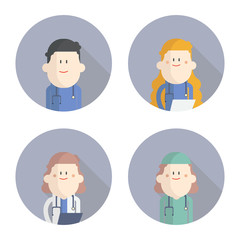 Set of icon doctors characters. Medical team concept in vector illustration design.