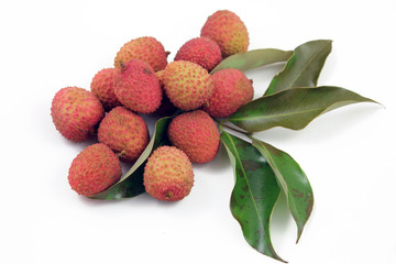 litchis et feuilles