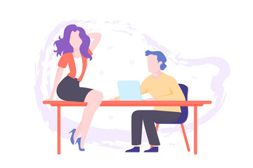 Colleagues are flirting at work.