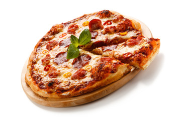 Pizza pepperoni with salami