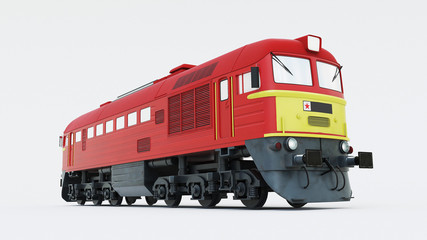 Fototapeta premium Old Soviet-built diesel locomotive. Retro train. 3d rendering