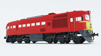 Fototapeta na wymiar Old Soviet-built diesel locomotive. Retro train. 3d rendering