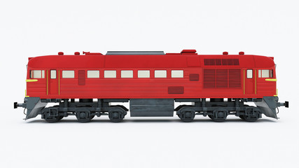 Old Soviet-built diesel locomotive. Retro train. 3d rendering