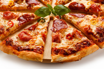 Pizza pepperoni with salami