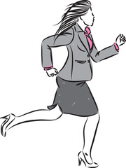 BUSINESS WOMAN RUNNING VECTOR ILLUSTRATION