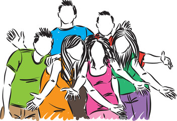 group of happy friends vector illustration