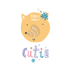 Vector and jpg image, clipart. Little fox baby illustration, unique print for posters, clothes and other.