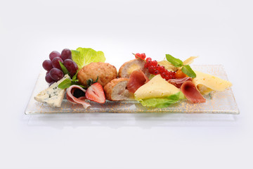 isolated appetizing food on white plate with white background